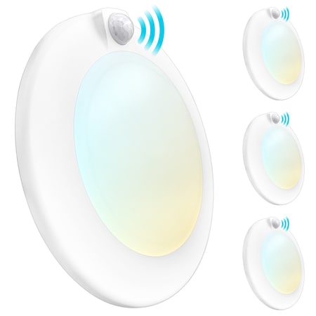 Luxrite 6" Motion Sensor LED Flush Mount Light 3 CCT Selectable 3000K-5000K 15W 1000LM 30s Timeout 4-Pack LR23834-4PK